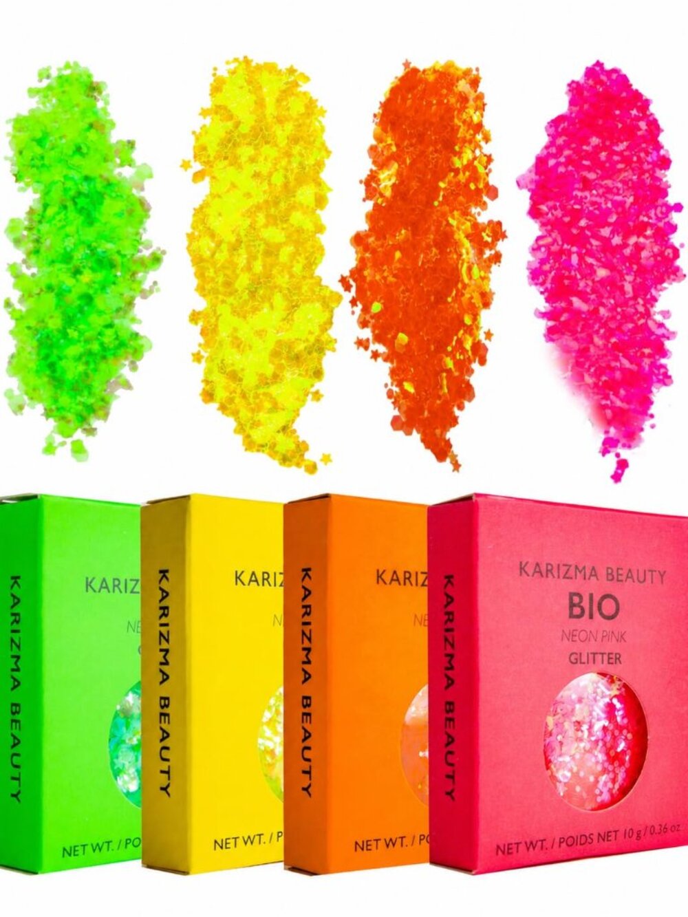Neon Nights! 4X 10g Biodegradable Chunky Face Glitter, Hair, Eye and Body for Wo